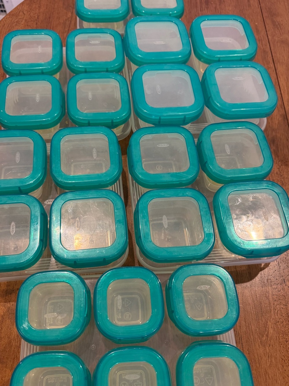 Airtight Square Food Storage Containers Set with Teal Lids Oxo for Baby Food